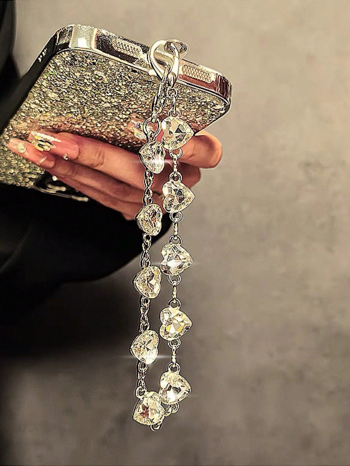 Luxury High-End Crystal Metal Handle Chain, Wristlet Strap, Phone Case, Key Chain, Bag Pendant Gifts For Mother, Family, Friends, Birthday, Holiday Phone Charm, Phone Chain