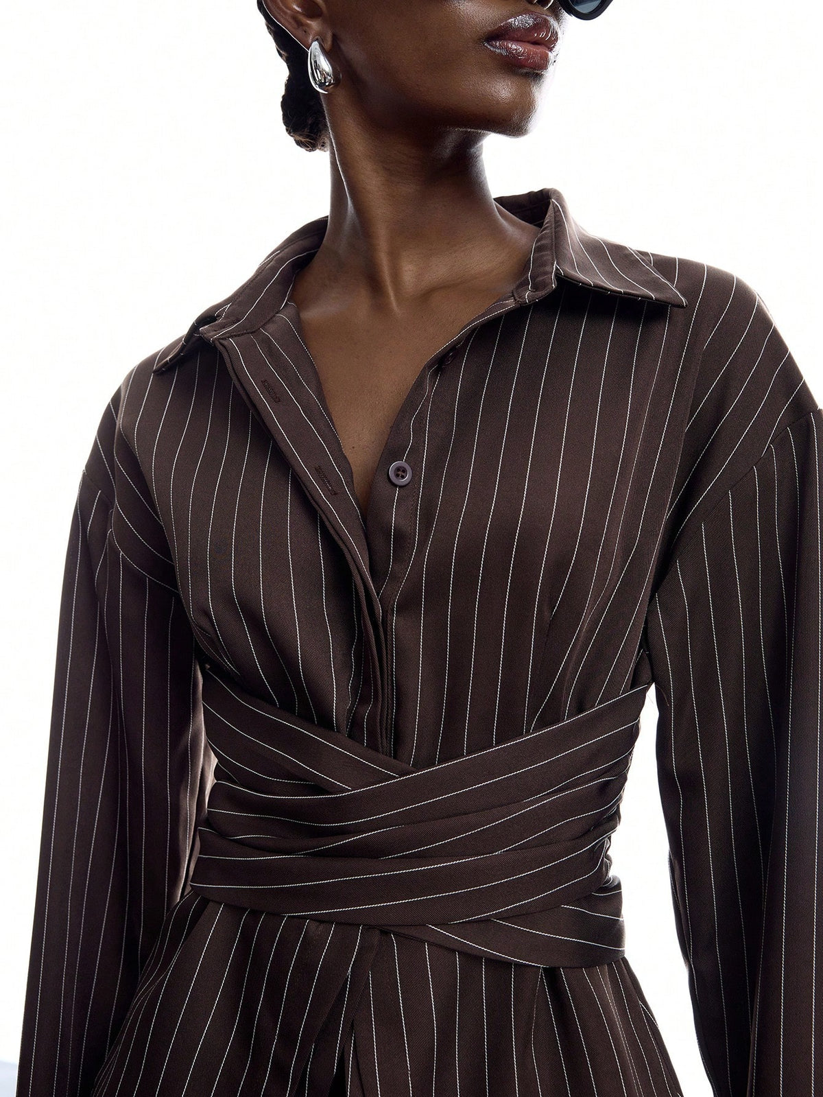 LYSMO 2026 New Arrive Minimalism Women's Striped Pleated Casual Versatile Daily Commute Shirt Work Outfits For Women