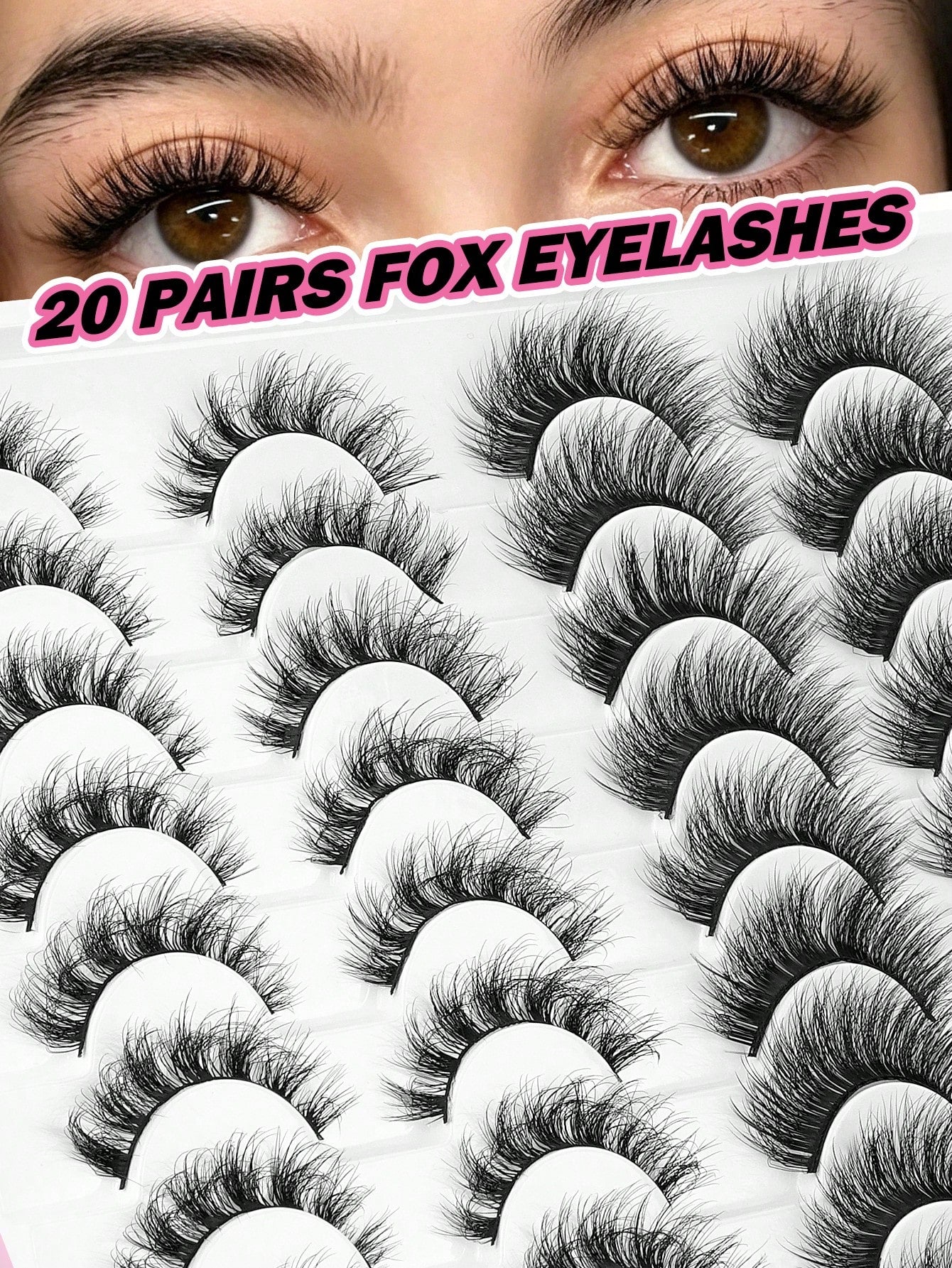 MAANGE 20 Pairs Large Capacity Mixed Style False Eyelashes Set, Cat Eye Cartoon Lashes, Lightweight Airy Fluffy 3D Voluminous Soft Full Strip Lashes, Natural Bold Makeup Versatile Multi-Style, Strip L