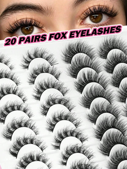 MAANGE 20 Pairs Large Capacity Mixed Style False Eyelashes Set, Cat Eye Cartoon Lashes, Lightweight Airy Fluffy 3D Voluminous Soft Full Strip Lashes, Natural Bold Makeup Versatile Multi-Style, Strip L