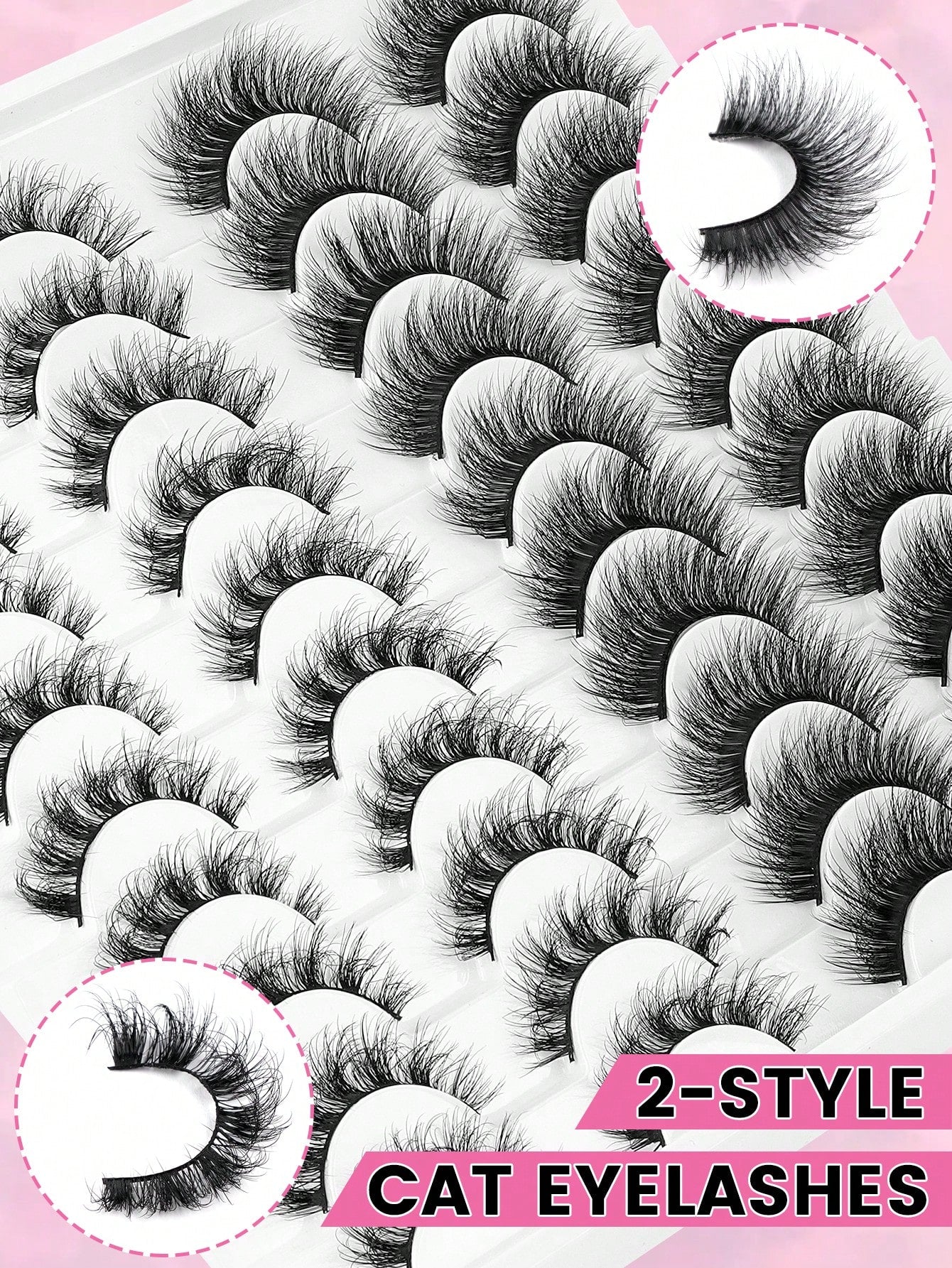 MAANGE 20 Pairs Large Capacity Mixed Style False Eyelashes Set, Cat Eye Cartoon Lashes, Lightweight Airy Fluffy 3D Voluminous Soft Full Strip Lashes, Natural Bold Makeup Versatile Multi-Style, Strip L