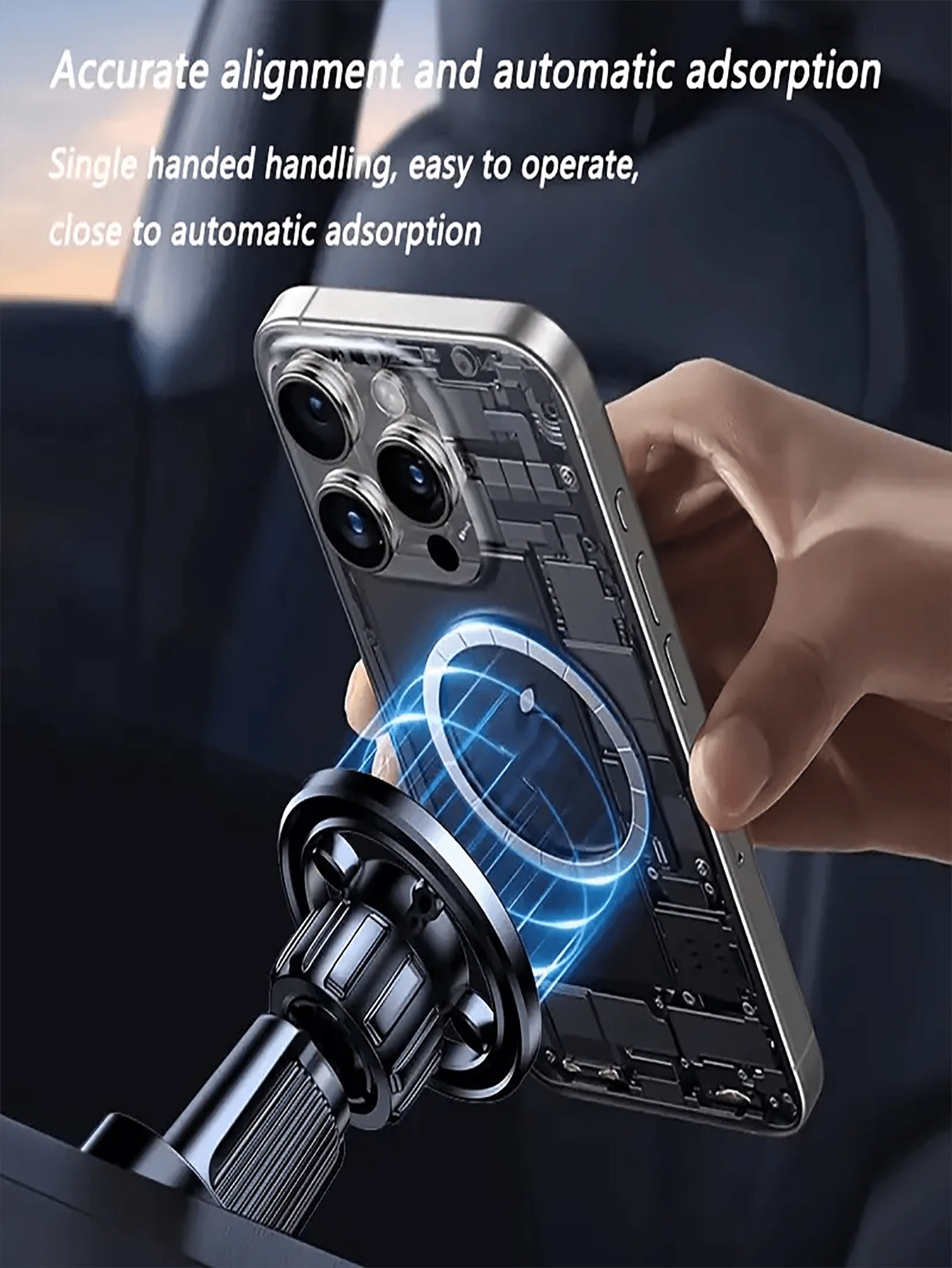 Magnetic Car Phone Holder- Rotatable And Adjustable Angle, Stable Suction Cup Base, Built-In Strong Neodymium Magnets, Auto Attachment, Signal-Friendly, Compact And Stable Design, Suitable For All Sm