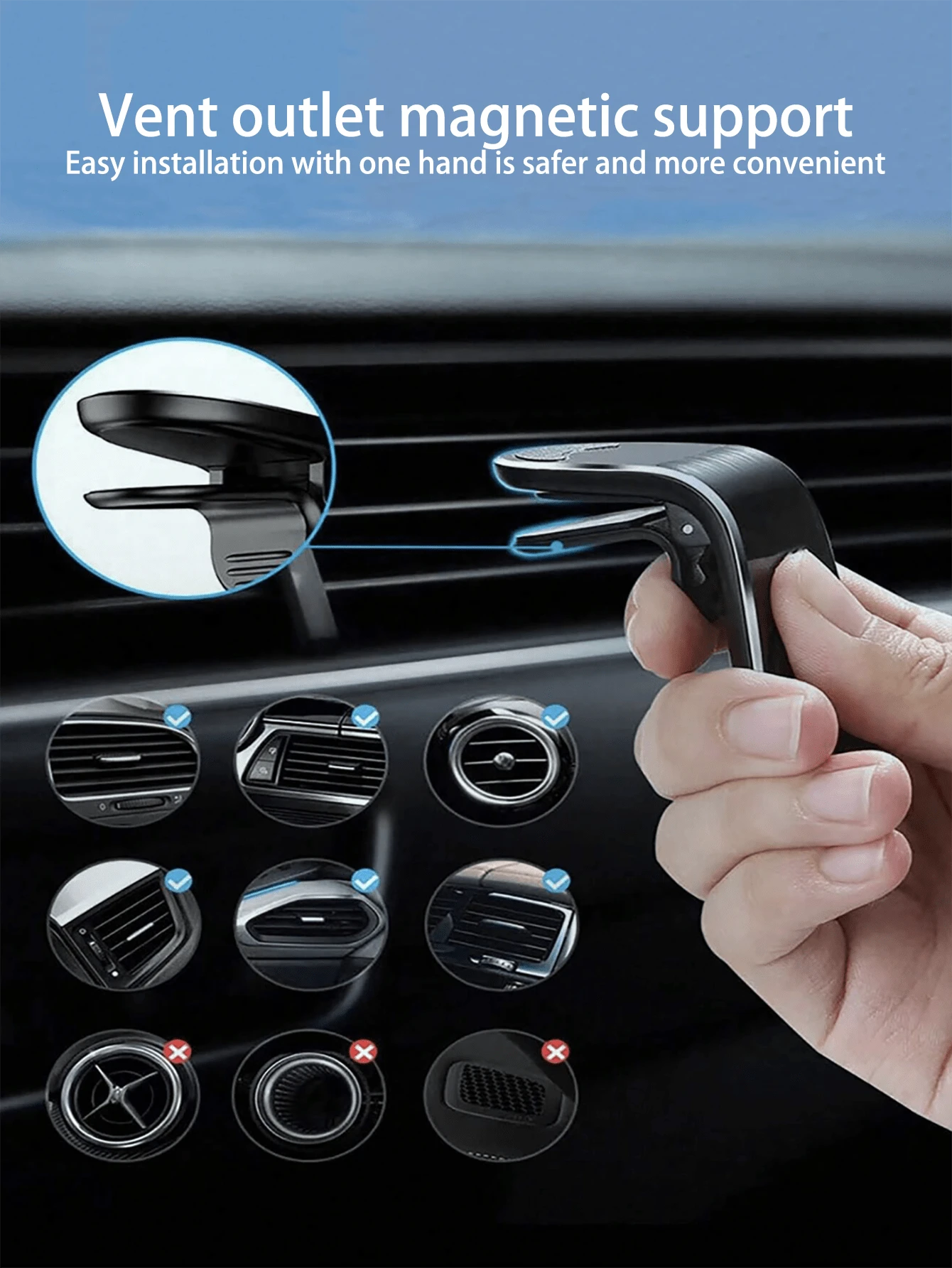 Magnetic Car Phone Holder, Universal Dashboard Phone Mount, 360° Rotation, Compatible With Android Phones, Ideal Car Accessory Gift For Family And Friends