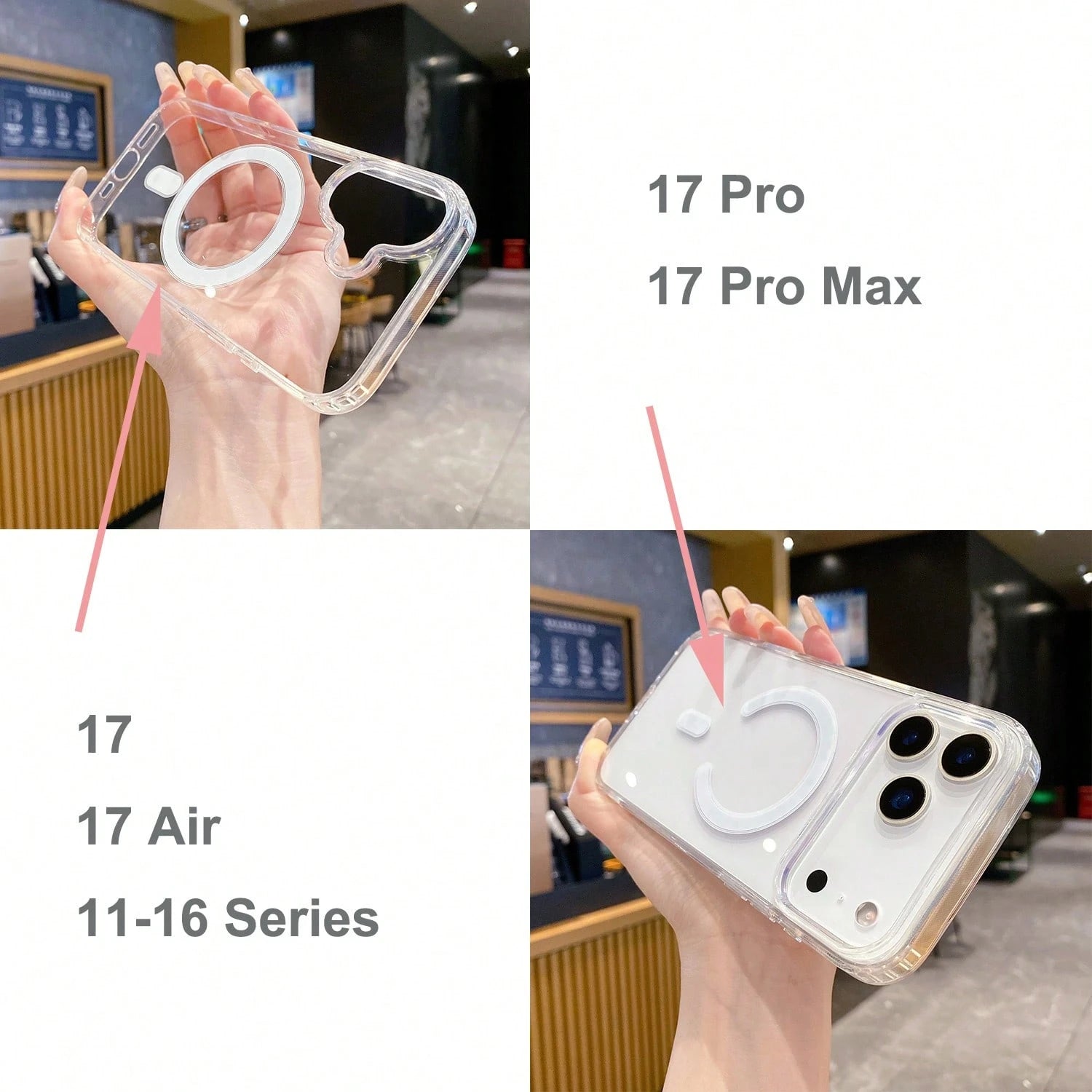 Magnetic Charging Phone Case, Compatible With 17, 17 Air, 17 Pro, 17 Pro Max, Transparent Acrylic Ultra-Thin Protective Shell, Also Suitable For 13, 11, 16 Pro Max, 15, 14 Plus, 12 Mini, XS Max, 7, 8