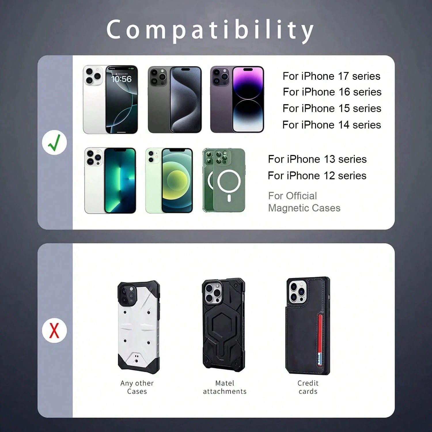 Magnetic Wireless Car Charger, 2 In 1 Fast Charging Magnetic Car Charger Mount Phone Holder Compatible With IPhone 17 16 15 14 13 12 Pro Max/Plus/Mini Car Accessories