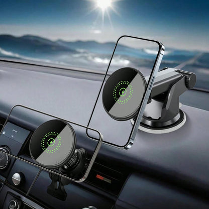Magnetic Wireless Car Charger, 2 In 1 Fast Charging Magnetic Car Charger Mount Phone Holder Compatible With IPhone 17 16 15 14 13 12 Pro Max/Plus/Mini Car Accessories