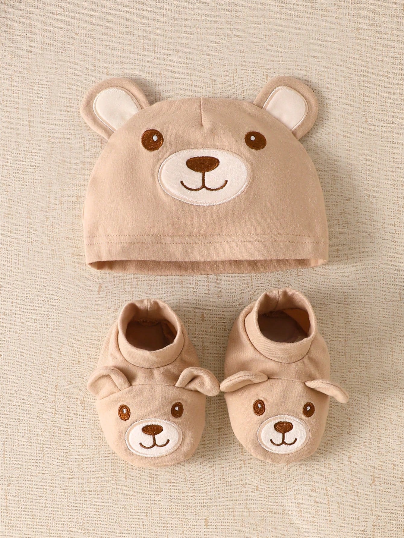 Maillard Style Brown Bear Bodysuit Set, Includes Overalls, Matching Hat, And Shoes- 3 Pieces Set, Cupid Pick, Soft & Cute Outfit For Newborn Photo Shoot, 100 Days, 1st Birthday