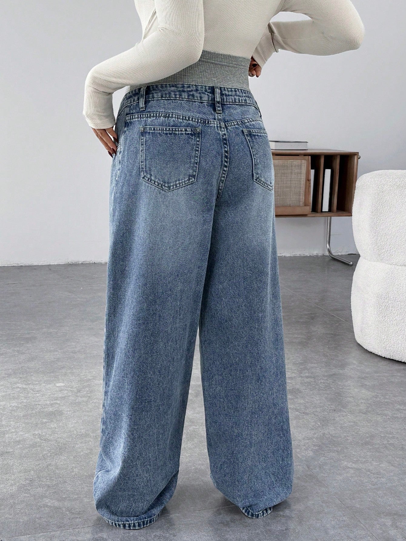 Maternity Loose Straight Leg Jeans, Blue