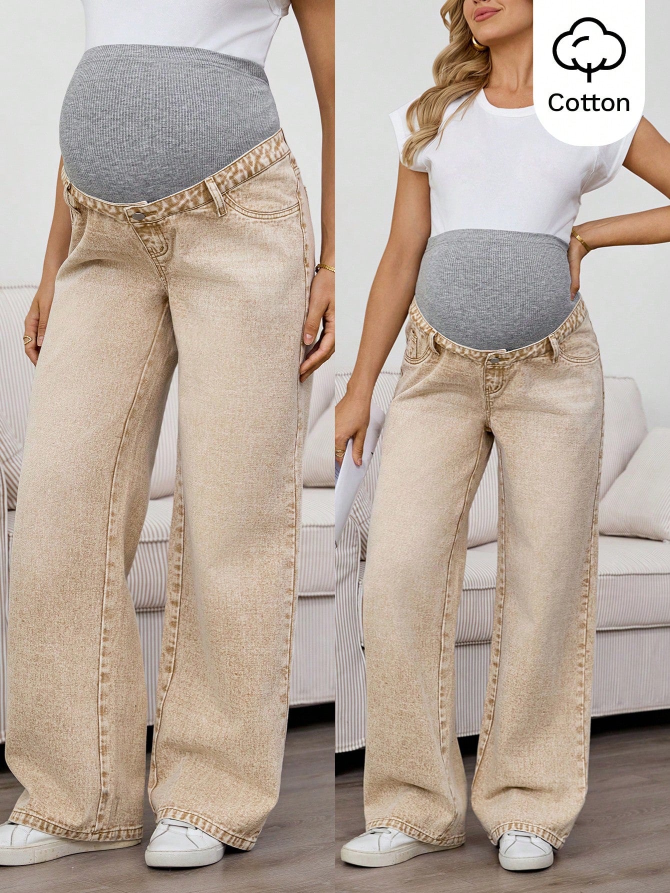 Maternity Loose Straight Leg Jeans, Blue