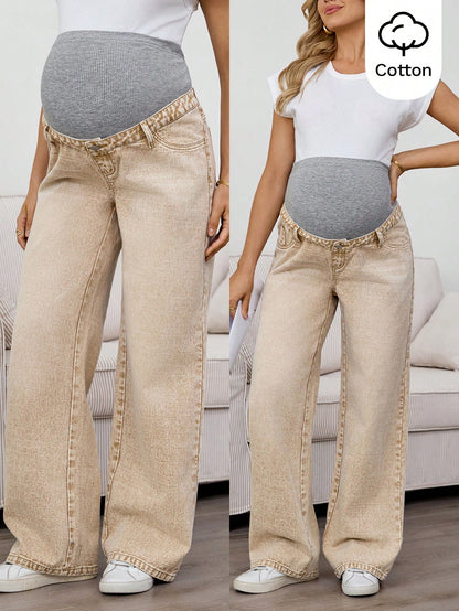 Maternity Loose Straight Leg Jeans, Blue
