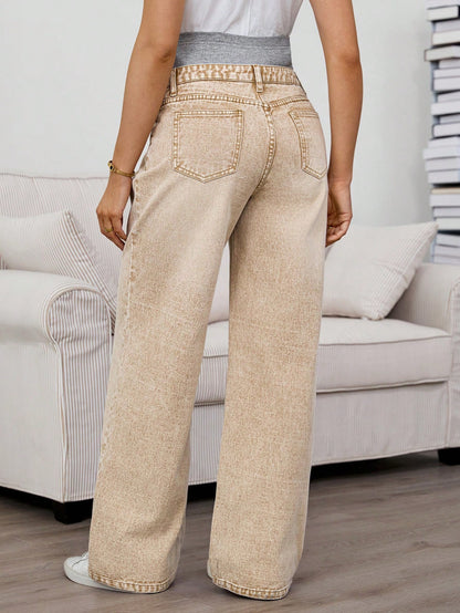 Maternity Loose Straight Leg Jeans, Blue