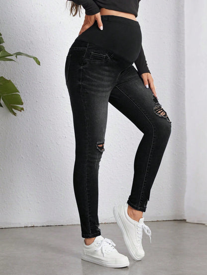 Maternity Washed Distressed Skinny Fit Jeans