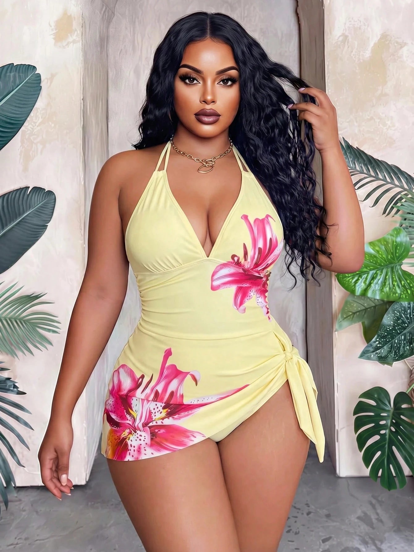 Maweii 2026 Summer New Sexy Positioning Print Sweet Concealed Belly High-End 2 Pieces Plus Size Swimsuit Beach Outfits For Woman Plus Size Resort Wear Women Vacation Dress Bikinis Set For Women With C