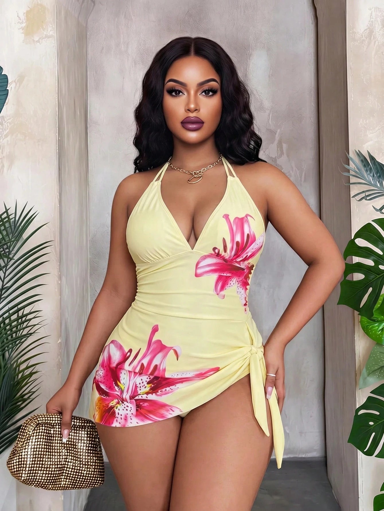 Maweii 2026 Summer New Sexy Positioning Print Sweet Concealed Belly High-End 2 Pieces Plus Size Swimsuit Beach Outfits For Woman Plus Size Resort Wear Women Vacation Dress Bikinis Set For Women With C