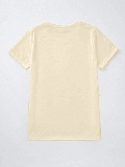 Maweii Plus Size Round Neck Short Sleeve Fashionable Printed T-Shirt, Versatile For Summer Daily Wear Club White Smart Casual