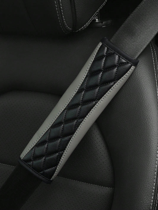 MEIKAXIU 1pc 3D Embroidered Faux Sheepskin Car Safety Belt Shoulder Pad, Comfortable & Pressure Reducing