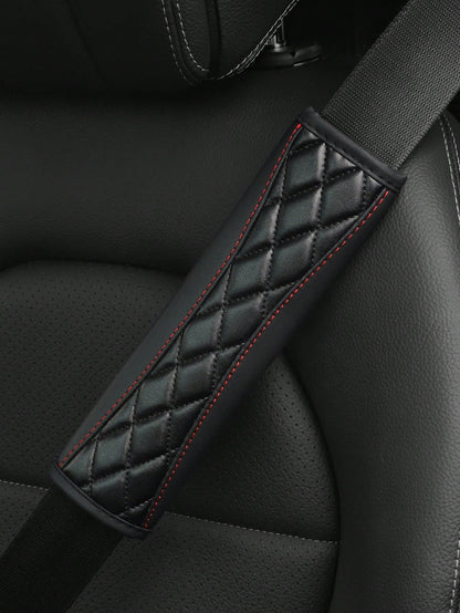 MEIKAXIU 1pc 3D Embroidered Faux Sheepskin Car Safety Belt Shoulder Pad, Comfortable & Pressure Reducing