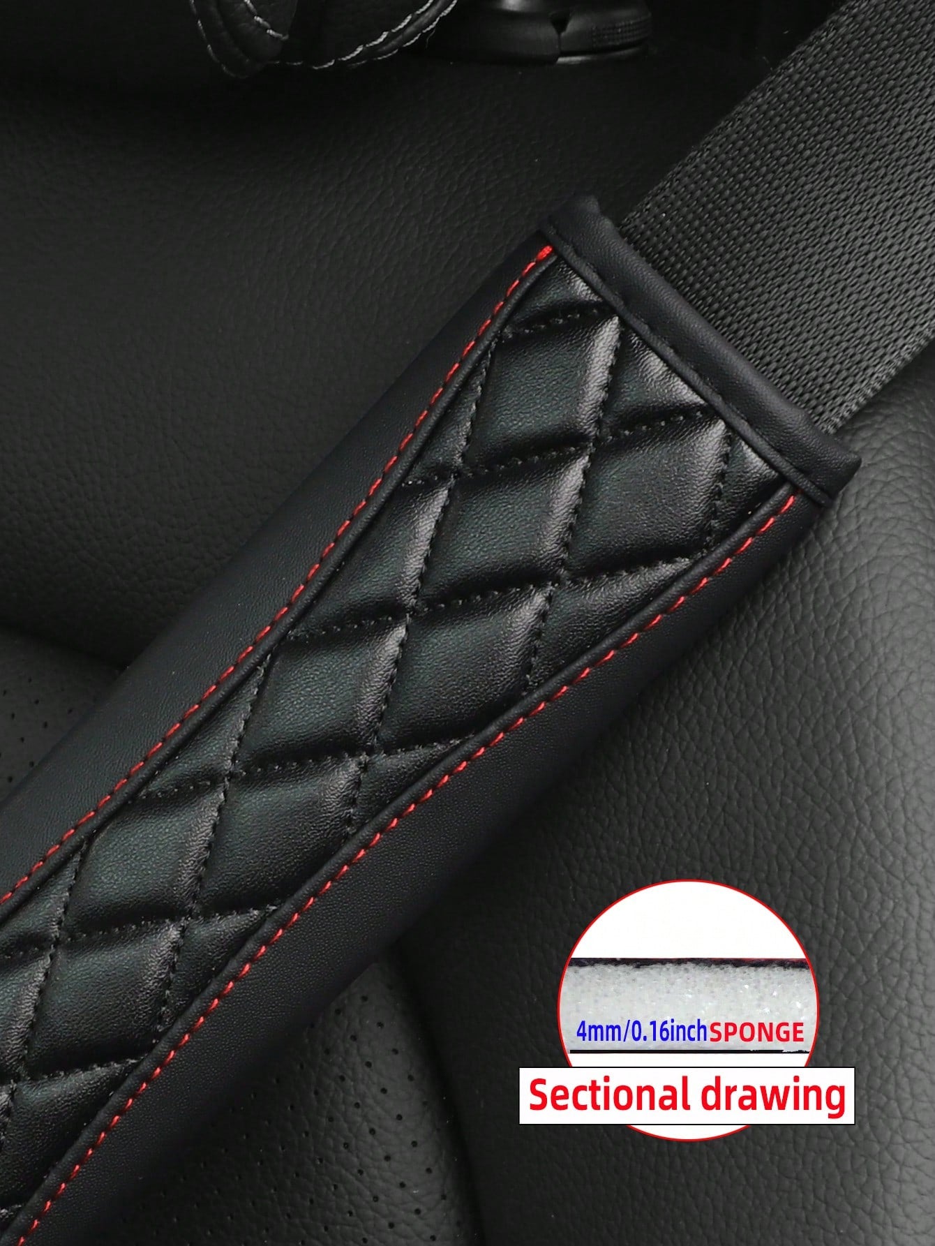 MEIKAXIU 1pc 3D Embroidered Faux Sheepskin Car Safety Belt Shoulder Pad, Comfortable & Pressure Reducing