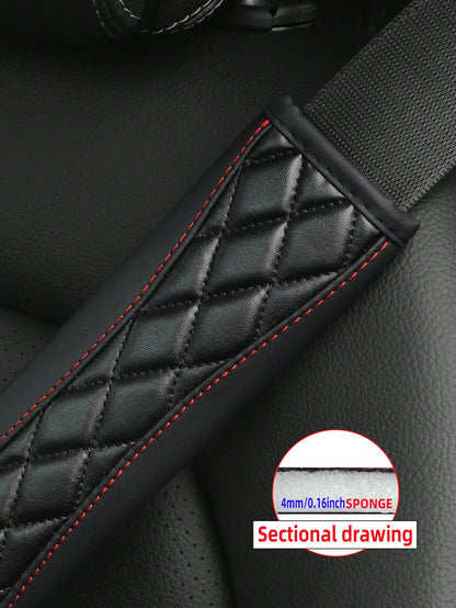 MEIKAXIU 1pc 3D Embroidered Faux Sheepskin Car Safety Belt Shoulder Pad, Comfortable & Pressure Reducing