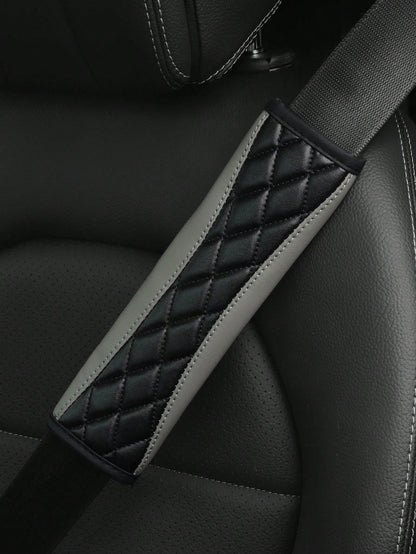 MEIKAXIU 1pc 3D Embroidered Faux Sheepskin Car Safety Belt Shoulder Pad, Comfortable & Pressure Reducing