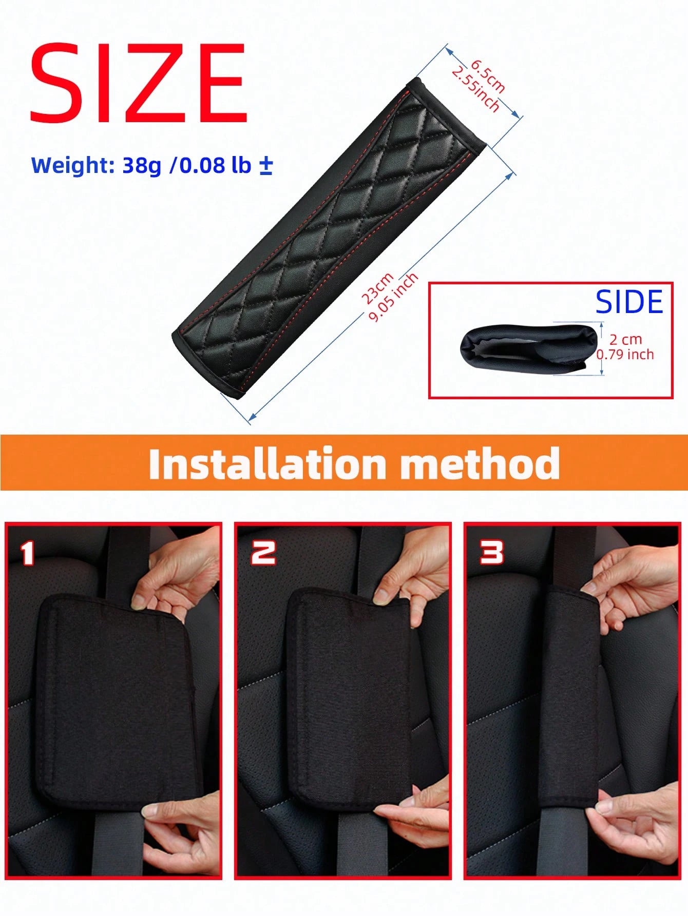 MEIKAXIU 1pc 3D Embroidered Faux Sheepskin Car Seat Belt Cover, Comfortable & Pressure-Relieving, Anti-Tightening & Safety Belt
