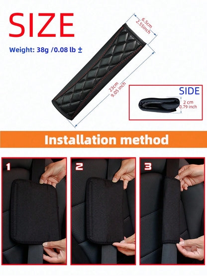 MEIKAXIU 1pc 3D Embroidered Faux Sheepskin Car Seat Belt Cover, Comfortable & Pressure-Relieving, Anti-Tightening & Safety Belt