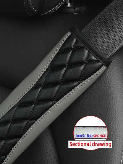 MEIKAXIU 1pc 3D Embroidered Faux Sheepskin Car Seat Belt Cover, Comfortable & Pressure-Relieving, Anti-Tightening & Safety Belt
