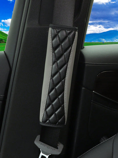 MEIKAXIU 1pc 3D Embroidered Faux Sheepskin Car Seat Belt Cover, Comfortable & Pressure-Relieving, Anti-Tightening & Safety Belt