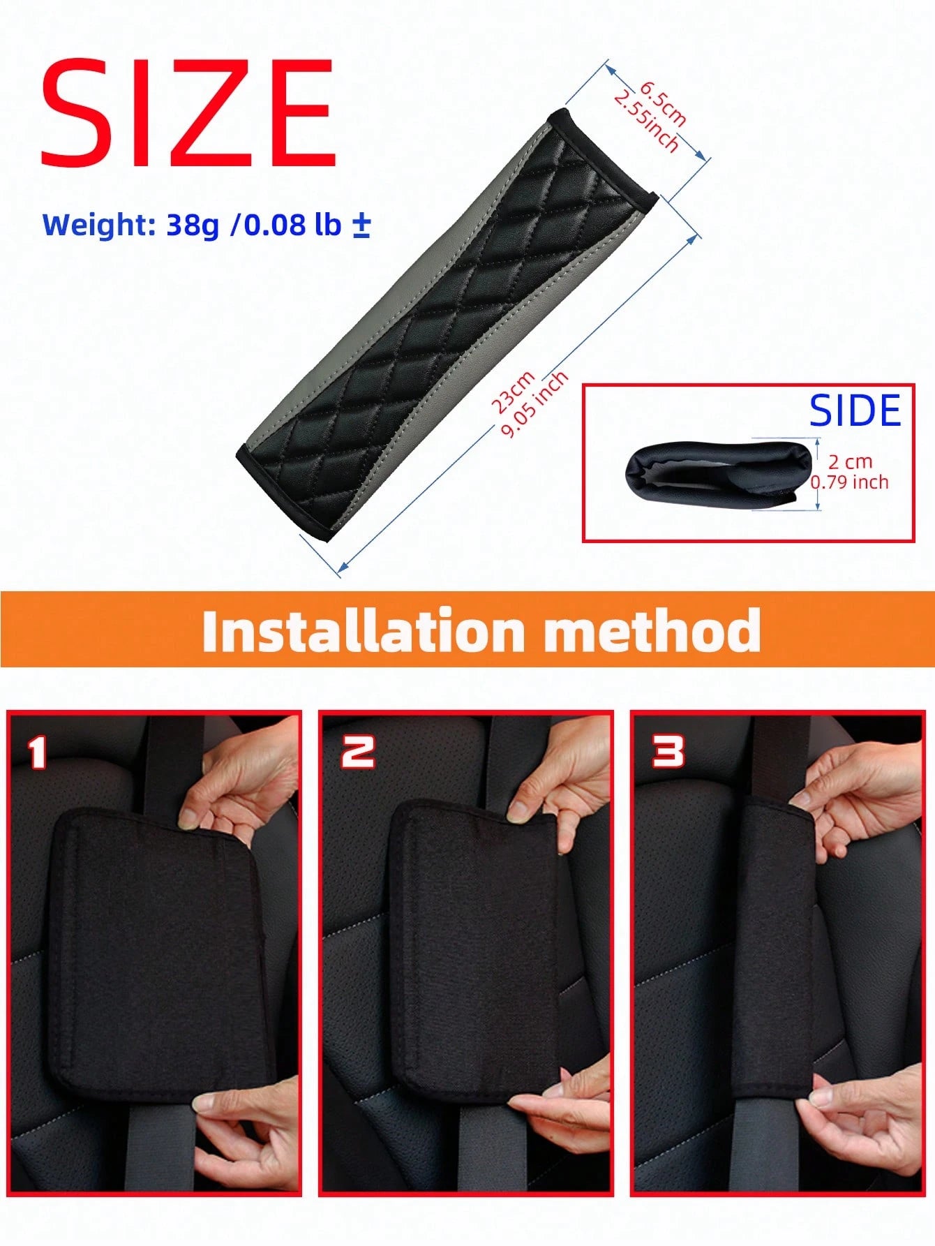 MEIKAXIU 1pc 3D Embroidered Faux Sheepskin Car Seat Belt Cover, Comfortable & Pressure-Relieving, Anti-Tightening & Safety Belt