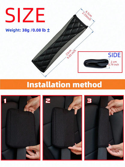 MEIKAXIU 1pc 3D Embroidered Faux Sheepskin Car Seat Belt Cover, Comfortable & Pressure-Relieving, Anti-Tightening & Safety Belt