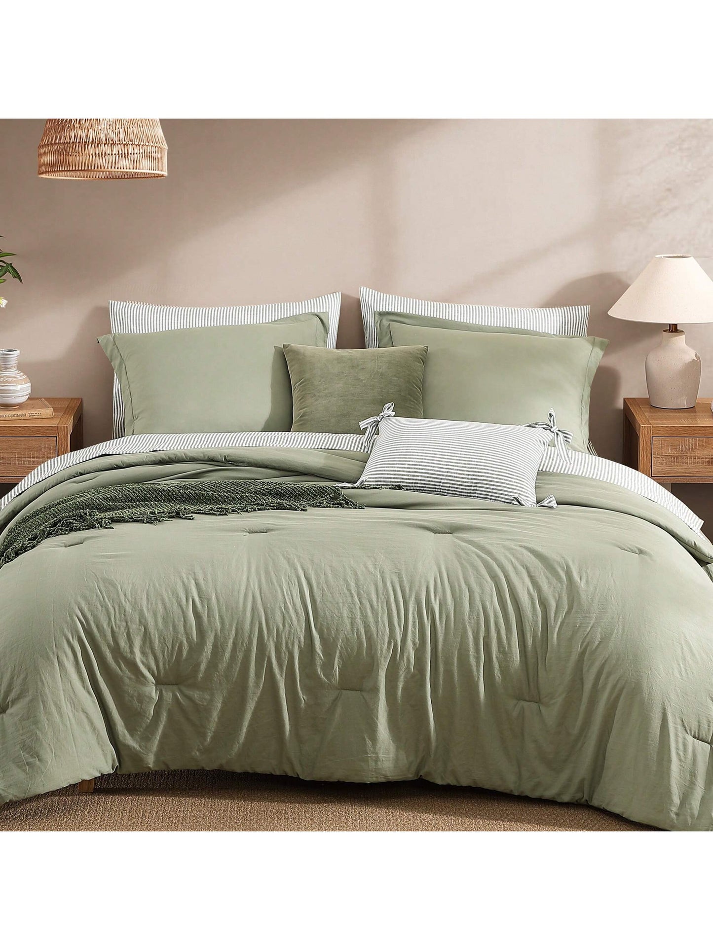 Melex 7 Pieces Prewashed Bed In A Bag Bedding Sets With Comforters, All Seasons Down Alternative Comforter Bed Set With Sheets,Pillowcases & Shams