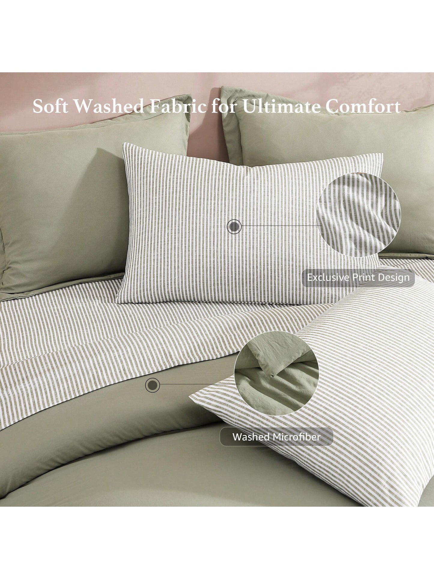 Melex 7 Pieces Prewashed Bed In A Bag Bedding Sets With Comforters, All Seasons Down Alternative Comforter Bed Set With Sheets,Pillowcases & Shams