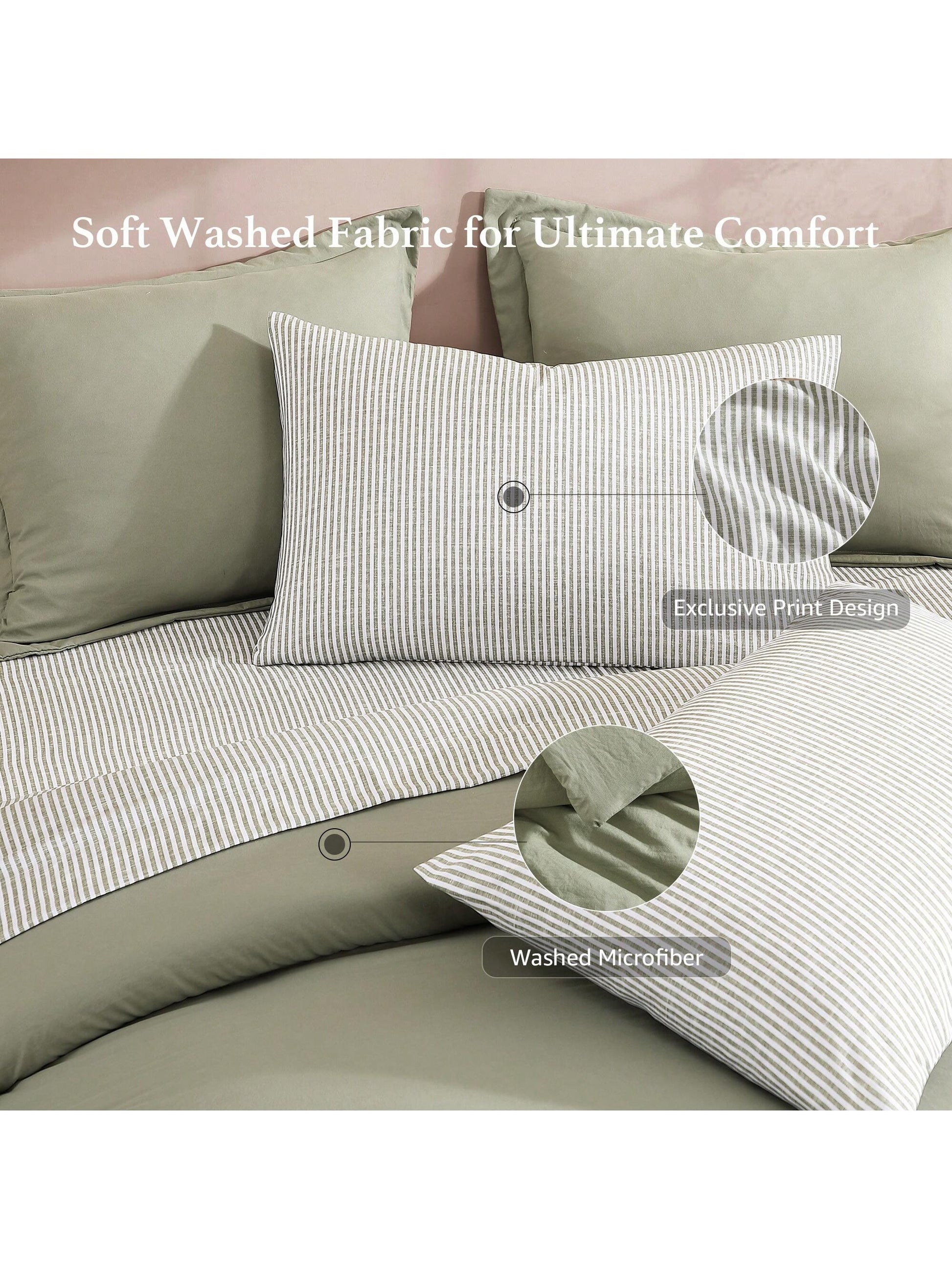 Melex 7 Pieces Prewashed Bed In A Bag Bedding Sets With Comforters, All Seasons Down Alternative Comforter Bed Set With Sheets,Pillowcases & Shams