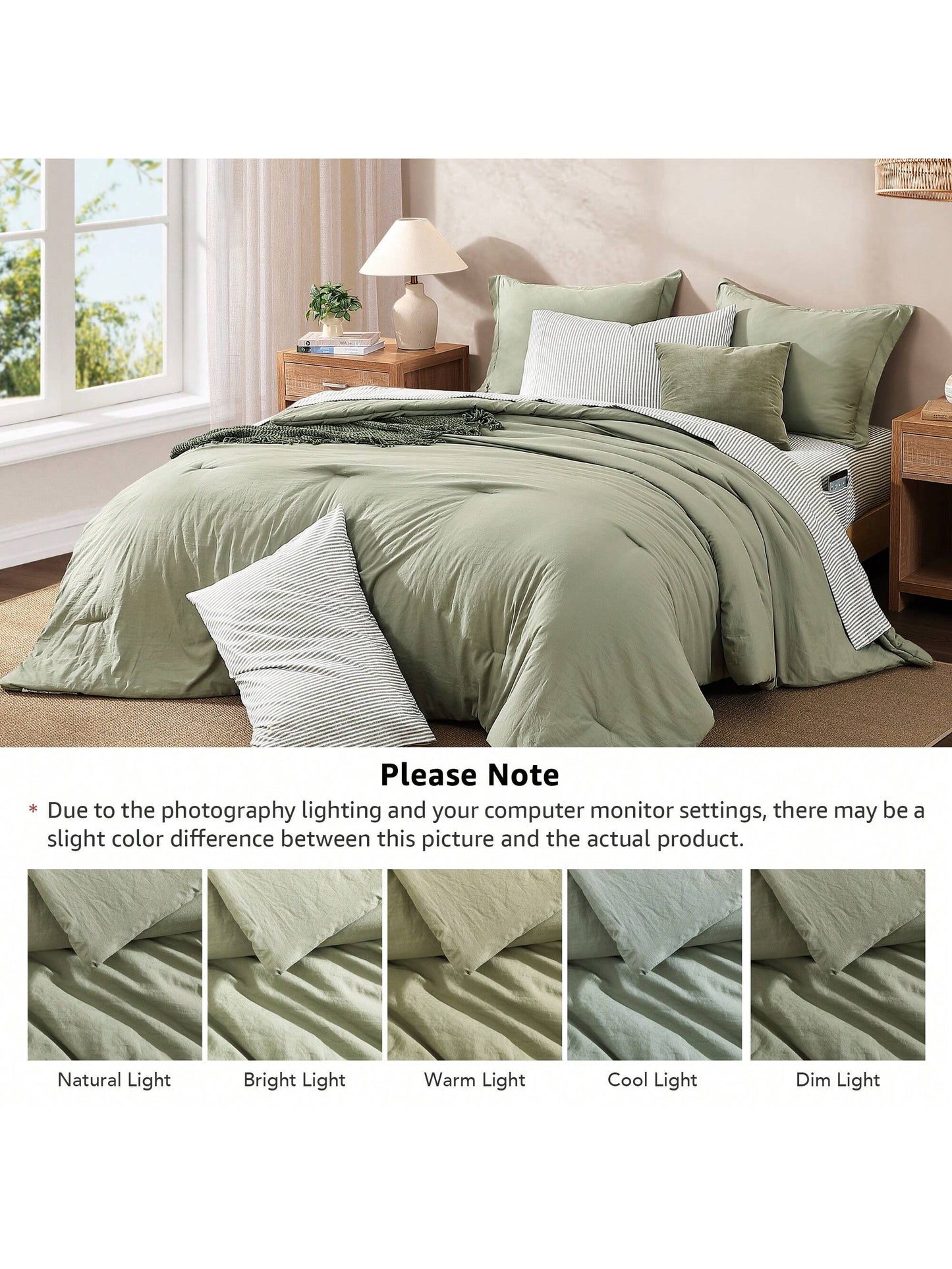 Melex 7 Pieces Prewashed Bed In A Bag Bedding Sets With Comforters, All Seasons Down Alternative Comforter Bed Set With Sheets,Pillowcases & Shams