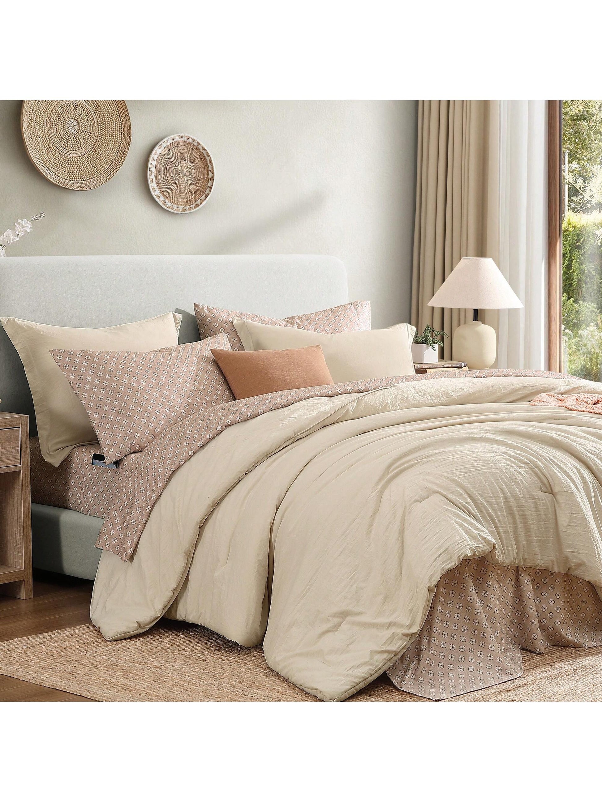 Melex 7 Pieces Prewashed Bed In A Bag Bedding Sets With Comforters, All Seasons Down Alternative Comforter Bed Set With Sheets,Pillowcases & Shams