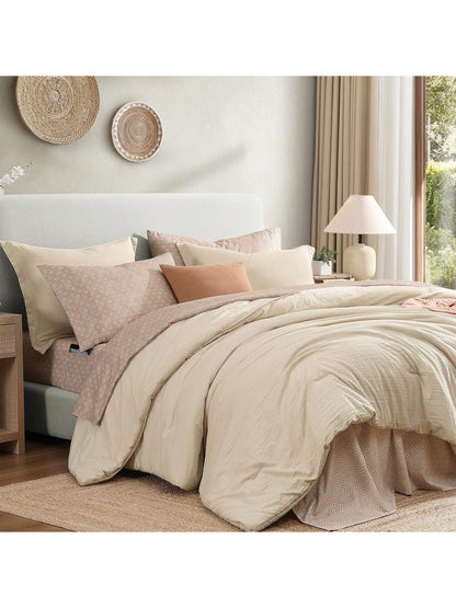 Melex 7 Pieces Prewashed Bed In A Bag Bedding Sets With Comforters, All Seasons Down Alternative Comforter Bed Set With Sheets,Pillowcases & Shams