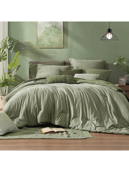 Melex Reversible Comforter Set, Bedding Sets 7 Pieces, Cationic Dyeing Bed In A Bag With Comforter, Sheets, Pillowcases & Shams