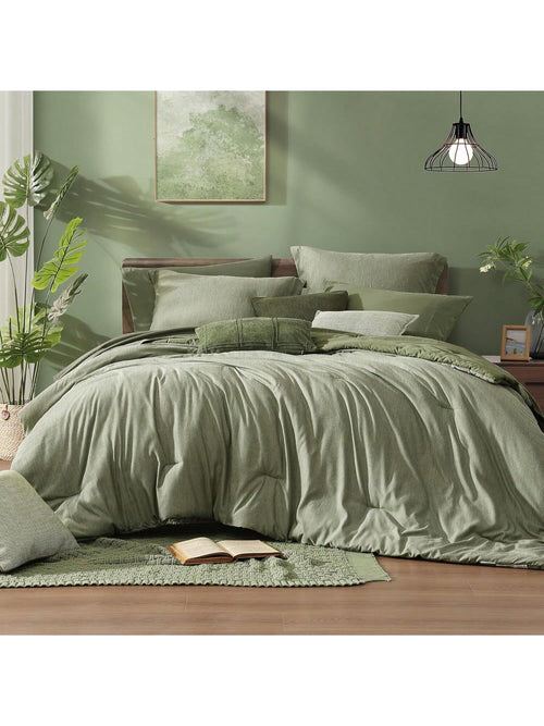 Melex Reversible Comforter Set, Bedding Sets 7 Pieces, Cationic Dyeing Bed In A Bag With Comforter, Sheets, Pillowcases & Shams