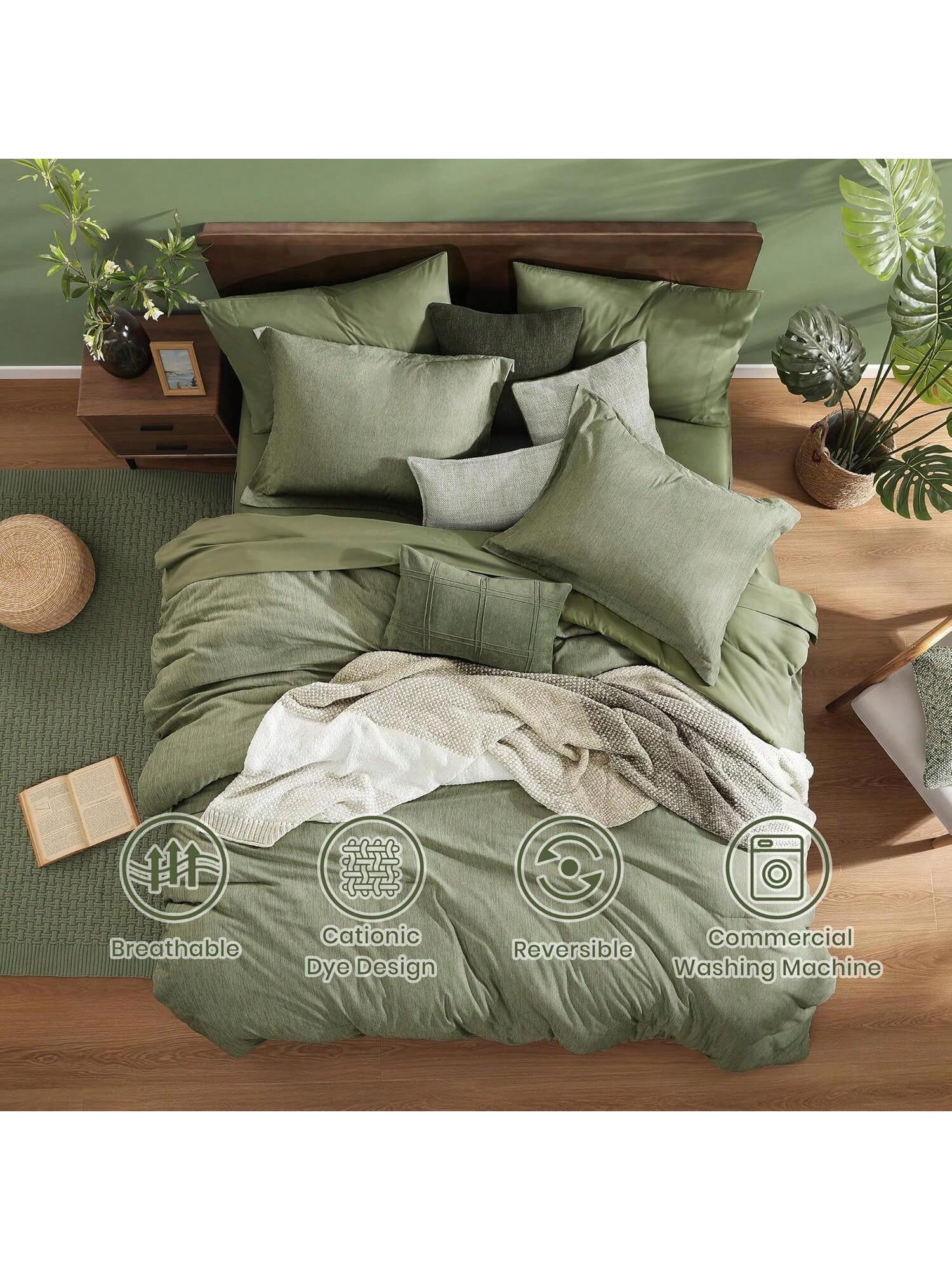 Melex Reversible Comforter Set, Bedding Sets 7 Pieces, Cationic Dyeing Bed In A Bag With Comforter, Sheets, Pillowcases & Shams