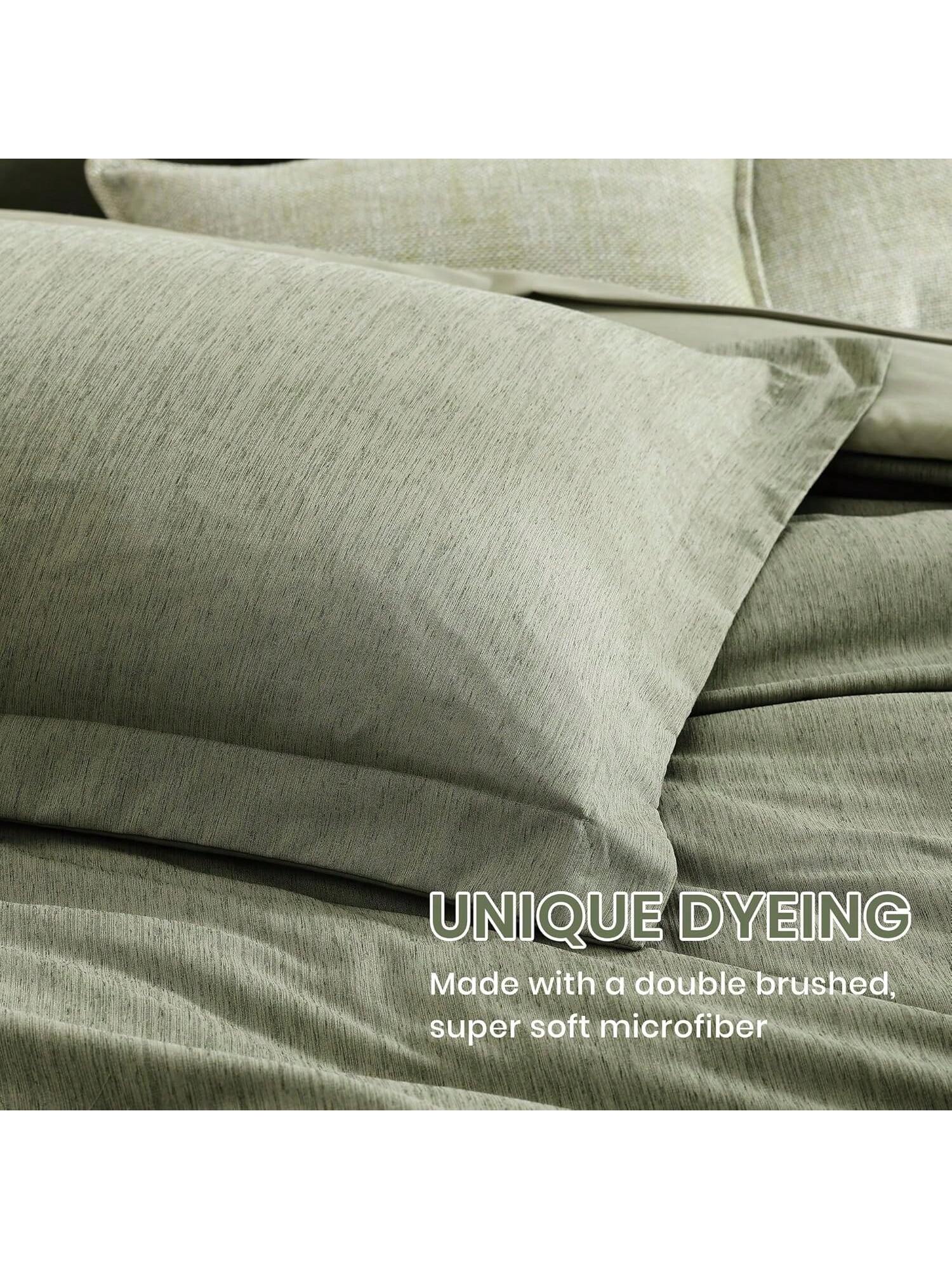 Melex Reversible Comforter Set, Bedding Sets 7 Pieces, Cationic Dyeing Bed In A Bag With Comforter, Sheets, Pillowcases & Shams