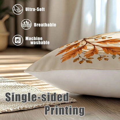 MEMNUN 4pcs Autumn Deep Brown & Light Beige Watercolor Multi-Color Pumpkin Print Pillow Covers [No Insert], 40*40cm/45*45cm/50*50cm, [Single-Sided Print] Polyester Material Welcome Fall Thankful Bless