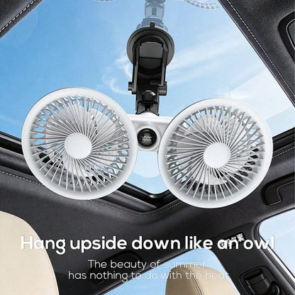 MeMO G14-19 2026 New Model Cooling Fan For Center Console Of Your Car,Three-Speed Adjustment, With A Display On The Vehicle-Mounted Fan, Featuring Two Separate Heads That Can Rotate 360°, Designed For