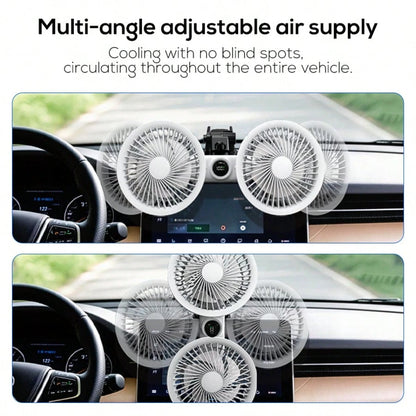 MeMO G14-19 2026 New Model Cooling Fan For Center Console Of Your Car,Three-Speed Adjustment, With A Display On The Vehicle-Mounted Fan, Featuring Two Separate Heads That Can Rotate 360°, Designed For