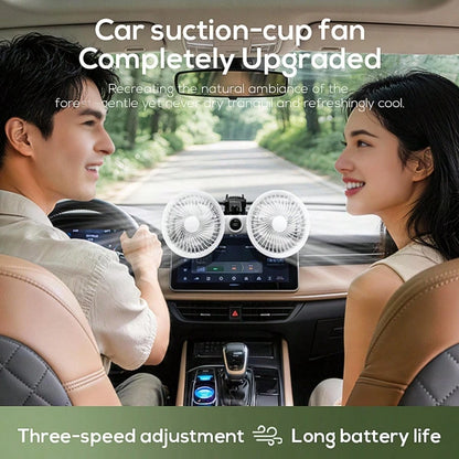 MeMO G14-19 2026 New Model Cooling Fan For Center Console Of Your Car,Three-Speed Adjustment, With A Display On The Vehicle-Mounted Fan, Featuring Two Separate Heads That Can Rotate 360°, Designed For