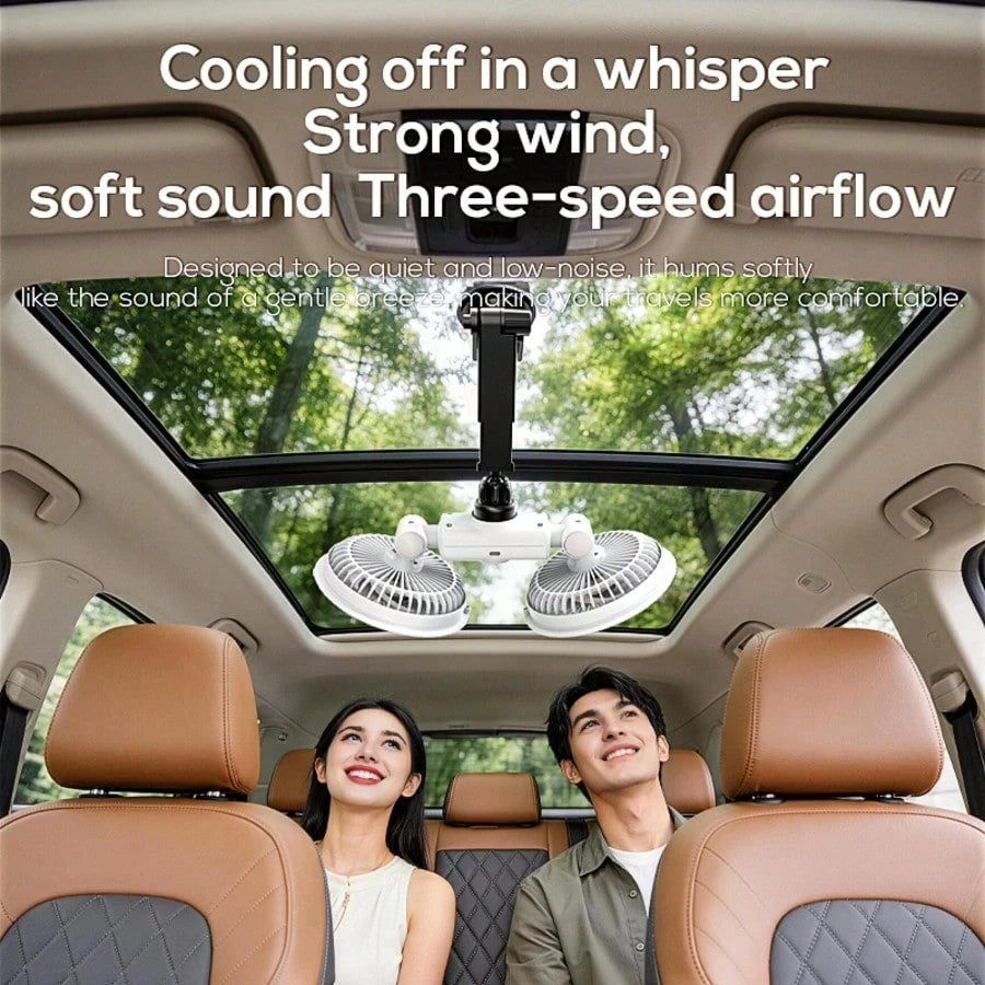 MeMO G14-19 2026 New Model Cooling Fan For Center Console Of Your Car,Three-Speed Adjustment, With A Display On The Vehicle-Mounted Fan, Featuring Two Separate Heads That Can Rotate 360°, Designed For