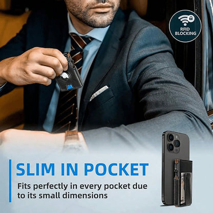 Men's RFID Shielded Wallet, With Pop-Up Card Holder And Wallet, Durable Leather Material, Men's Business Wallet, Magnetic Flip Cover Men's Wallet, Multiple Colors Available, Multiple Card Slots, Ident