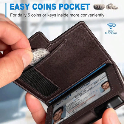 Men's RFID Shielded Wallet, With Pop-Up Card Holder And Wallet, Durable Leather Material, Men's Business Wallet, Magnetic Flip Cover Men's Wallet, Multiple Colors Available, Multiple Card Slots, Ident