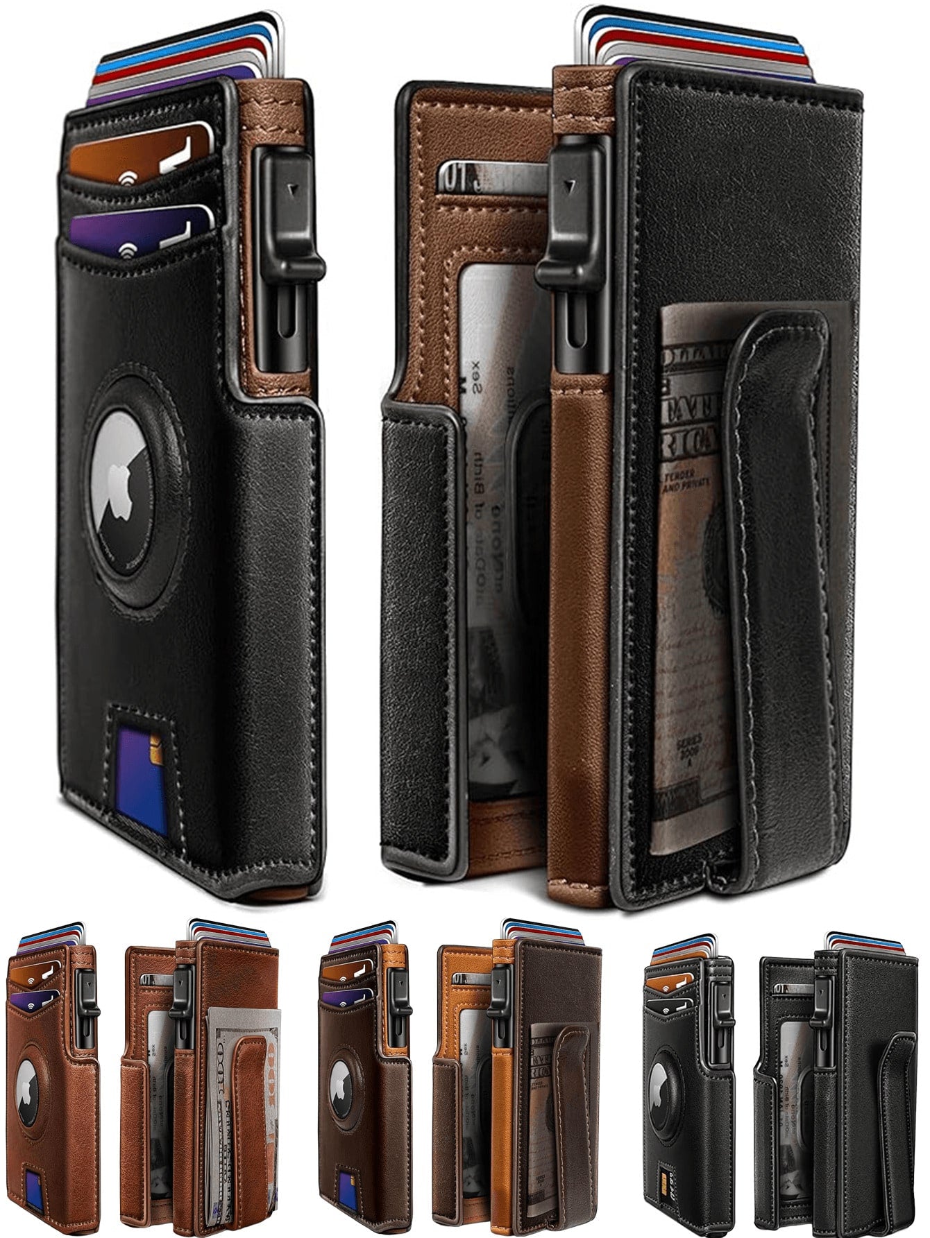 Men's RFID Shielded Wallet, With Pop-Up Card Holder And Wallet, Durable Leather Material, Men's Business Wallet, Magnetic Flip Cover Men's Wallet, Multiple Colors Available, Multiple Card Slots, Ident
