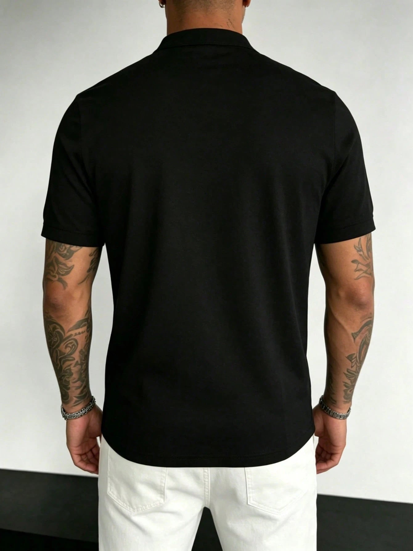 Men's Summer Casual Fashion Versatile Minimalist Solid Color Polo Neck T-Shirt