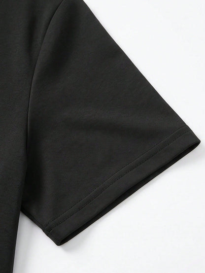 Men's Summer Casual Fashion Versatile Minimalist Solid Color Polo Neck T-Shirt